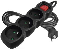 EMOS Cablu prelungitor 3 m / 3 prize / cu întrerupător / negru / PVC / 1, 5 mm2