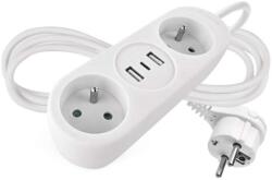 EMOS Cablu prelungitor 1, 4 m / 2 prize + 2×USB-A + 1×USB-C / alb / PVC / 1, 5 mm2