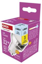 EMOS Bec LED Classic MR16 argintiu/ GU10 / 3 W (32 W) / 345 lm / Alb rece