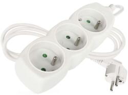 EMOS Cablu prelungitor 1, 5 m / 3 prize / alb / PVC / 1 mm2