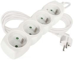 EMOS Cablu prelungitor 2 m / 4 prize / alb / PVC / 1 mm2