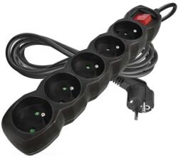 EMOS Cablu prelungitor 3 m / 5 prize / cu întrerupător / negru / PVC / 1 mm2