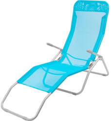 Strend Pro Strend Pro Jamaica șezlong, 140 x 60 x 95 cm, albastru, design pliabil cu cadru metalic, cu poziție reglabilă, cu suprafață de întins din plasă respirabilă