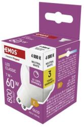 EMOS Bec LED Classic MR16 / GU10 / 7 W (60 W) / 800 lm / alb neutru / reglabil intensitate luminosă