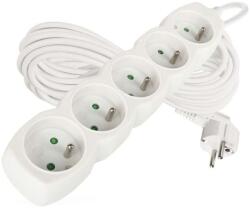 EMOS Cablu prelungitor 10 m / 5 prize / alb / PVC / 1 mm2