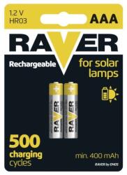 RAVER SOLAR újratölthető akkumulátor 400 mAh HR03 (AAA), 2 db