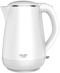 Adler Fierbator Electric Kettle 1.0 L, Double-Wall Design, Stainless Steel Interior, Concealed Heating Element, Automatic Shut-Off, (AD 1361 WHITE) Fierbator