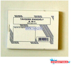 Távozási engedély B. 18-11 (BAR_404150000)