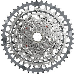 SRAM Rival E1 XG1351 XPLR AXS 13 sebességes kazetta, 10-46 fog, ezüst, SRAM kazettatesthez SRAM Egyéb járművek Kerékpározás Kerékpár-alkatrészek Kazetták, szabadonfutók és fogaskerekek Kerékpár-kazetták