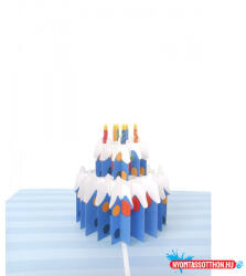  Képeslap MAR Kék Torta Gyertyával Kirigami 22OR104 (BAR_076950008)