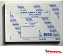  Menetlevél személygépkocsi A/5 D. GÉPJ. 31 (BAR_401910000)