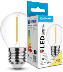 Modee LED Izzó Filament G, Mini G45 1W E27 320° 2700K (70lm), CRI>80, meleg fehér, IP20 (ML-G45F2700K1WE27)