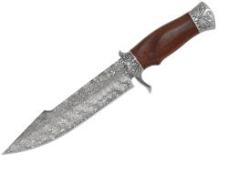Depox Cutit de vanatoare cu lama fixa DEPOX®, Mâner din Lemn, Design Tip Damasc, Husă Cordura, 30 cm , Maro (2662)