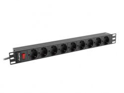 Lanberg Prelungitor Rack PDU 1U 9xSchuko PDU-09F-0300-BK 16A 9xSchuko 3m black (PDU-09F-0300-BK)