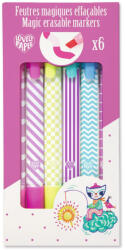 DJECO Mágikus filctolkészlet - 6 db radírozható filctoll - Magic erasable markers (DD03810)