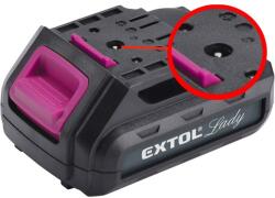 Extol tartalék akku RÉGEBBI TÍPUSÚ 12V Li-ion, 402401 géphez és 402400A töltőhöz, 2 SARU+1 TÜSKE; 1300mAh, töltési idő: 4, 5óra (402401B) - csillag