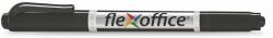FlexOffice Alkoholos marker, 0, 4/1, 0 mm, kúpos, kétvégű, FLEXOFFICE "PM01", fekete (FO-PM01BLACK)