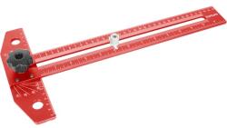 FORTUM garancia asztalos T-vonalzó és szögmérő, 350×190 mm, ALU, lézer gravírozott, mm beosztás (4784110)