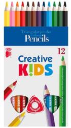 ICO Színes ceruza készlet, háromszögletű, vastag, ICO "Creative kids", 12 különböző szín (7140133002)
