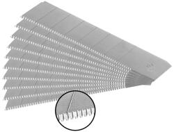 Extol pótpenge tapétavágó késhez, 10 db, 18×100×0, 5 mm, törhető, SK5 acél, HRC >64, fogazott vágóél (8855095)