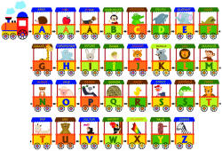 Eosette Sticker perete Alfabet in Tren cu Animale, 185X125 CM