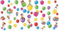 Eosette Autocolant Copii cu Baloane 40x200 cm - 12 buc