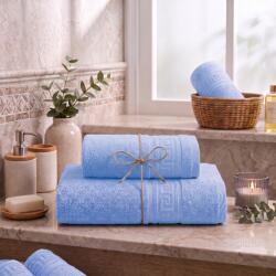 Ralex Pucioasa Set 2 prosoape baie 70x140 cm si 50x90 cm Bumbac 100%, Greek Border 500 grame/mp, Bleu (Azure Oasis) (25.S-110241) Prosop