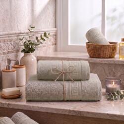 Ralex Pucioasa Set 2 prosoape baie 70x140 cm si 50x90 cm Bumbac 100%, Greek Border 500 grame/mp, Bej Cappuccino (25.S-bej) Prosop