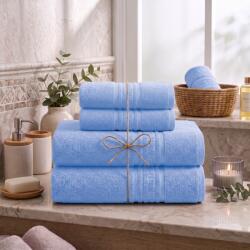 Ralex Pucioasa Set 4 prosoape baie 70x140 cm si 50x90 cm Bumbac 100%, Greek Border 500 grame/mp, Bleu (Azure Oasis) (24.S-110241) Prosop