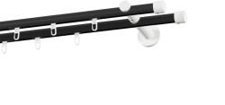 MCe System - Galerie 19x19 mm bară cu șină - dublă - PULLO - negru alb (GKL/192/D/BWPUL) Suport draperie