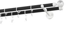 MCe System - Galerie 19x19 mm bară standard - dublă - BILA CRYSTAL - negru alb (GKL/192/O/BWCGU) Suport draperie