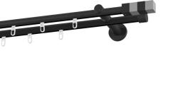 MCe System - Galerie 19x19 mm bară cu șină - dublă - PATRAT - negru (GKL/192/D/BBKVA) Suport draperie