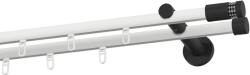 MCe System - Galerie 19x19 mm bară cu șină - dublă - CYLINDER CRYSTAL - alb negru (GKL/192/D/WBCCR) Suport draperie