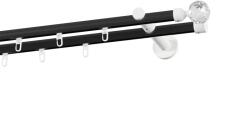 MCe System - Galerie 19x19 mm bară cu șină - dublă - BILA CRYSTAL - negru alb (GKL/192/D/BWCGU) Suport draperie