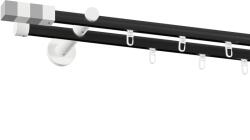 Fornest - Galerie 19x19 mm bară cu șină - dublă - PATRAT - negru alb (GKL/192/D/BWKVA) Suport draperie