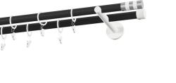 MCe System - Galerie 19x19 mm bară standard - dublă - CILINDRU - negru alb (GKL/192/O/BWVAL) Suport draperie