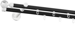 Fornest - Galerie 19x19 mm bară cu șină - dublă - BILA CRYSTAL - negru alb (GKL/192/D/BWCGU) Suport draperie
