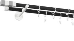Fornest - Galerie 19x19 mm bară standard - dublă - PATRAT - negru alb (GKL/192/O/BWKVA) Suport draperie