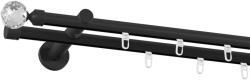 Fornest - Galerie 19x19 mm bară cu șină - dublă - BILA CRYSTAL - negru (GKL/192/D/BBCGU) Suport draperie