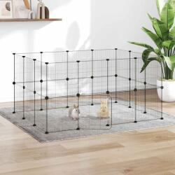vidaXL Cușcă animale de companie cu ușă 28 panouri negru 35x35 cm oțel (3114044)
