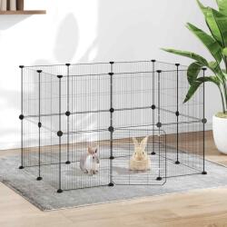 vidaXL Cușcă animale de companie cu ușă 20 panouri negru 35x35 cm oțel (3114043)