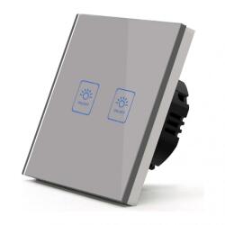 Techstar Intrerupator Touch Techstar® TG02, Sticla Securizata, Design Modern, Iluminare LED, 2 Faze, Gri (SKU2246)