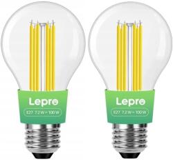 Lepro 100094-WW-EU-2 E27 LED filament izzó, 7, 2 W, 1521 lm, 2700 K, meleg fehér, 2 db