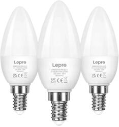 Lepro 600059-WW-EU-3 LED-izzó, E14, C37, 4, 2 W (40 W), 470 lm, 2700 K (meleg fehér), 250°, 3 darabos csomag (600059-WW-EU-3)