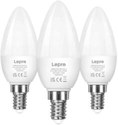 Lepro 600059-WW-EU-3 E14 C37 LED-izzó, 4, 2 W, 470 lm, 2700 K, meleg fehér, 3 db