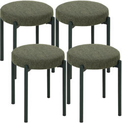HOMCOM Set 4 taburete stivuibile cu picioare din oțel, aspect de in, pentru sufragerie, living, bucătărie, Verde închis | Aosom Romania (83A-577V00DG)