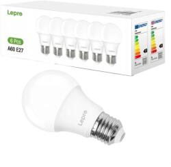 Lepro 100090-DW-EU-6 E27 A60 LED-izzó, 8, 5 W, 806 lm, 6500 K, hidegfehér, 6 db