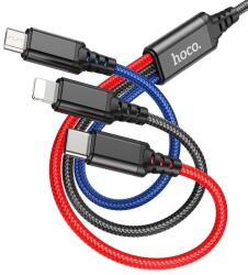 hoco. Cablu Incarcare USB-A - Lightning / microUSB / USB-C HOCO X76, 18W, 1m, Multicolor