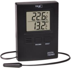 TFA Termometru Digital TFA Dostmann 30.1012. 01 pentru Interior si Exterior, Negru, Cablu Waterproof (48848102)