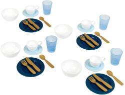 Theo Klein Set de Vase pentru Copii Theo Klein, 16 piese, alb-albastru, cu tacamuri aurii (40383855) Set pentru masa bebelusi